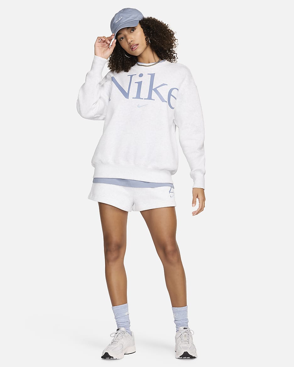 Nike Sportswear Phoenix Fleece Women s Loose High Waisted 2 Logo Shorts. Nike